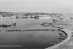 Bilde av Småbåthavna - de første båtene på plass